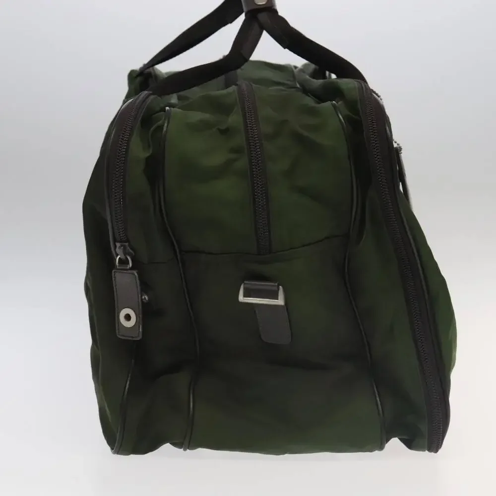 PRADA Boston Bag Nylon Khaki Silver